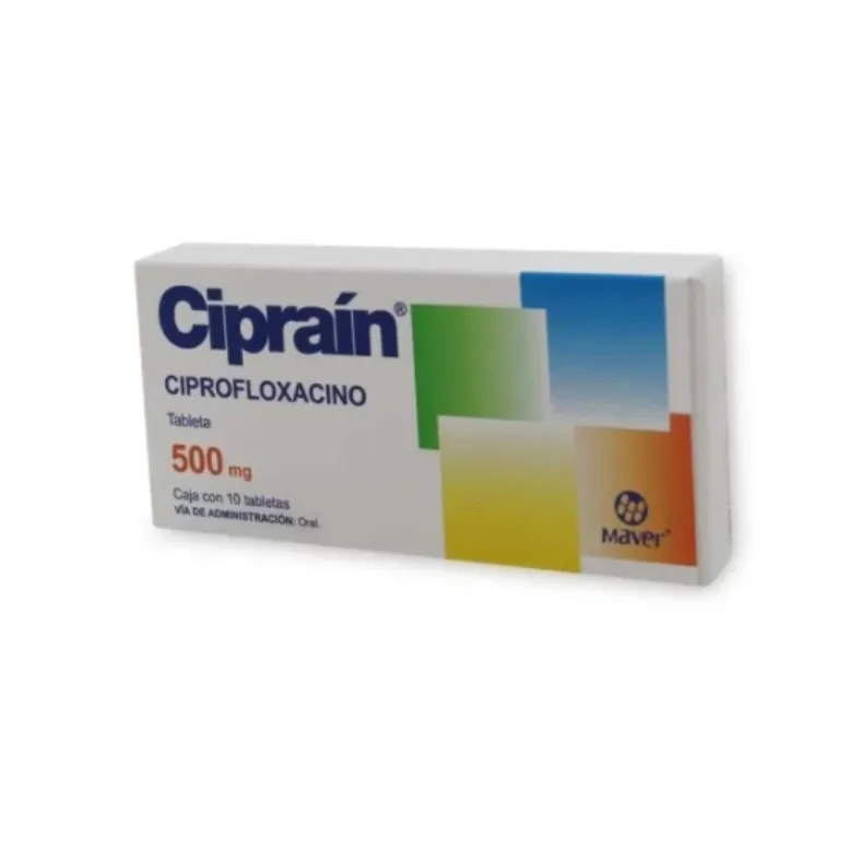 Cipraín Ciprofloxacino 500mg 10 tabletas