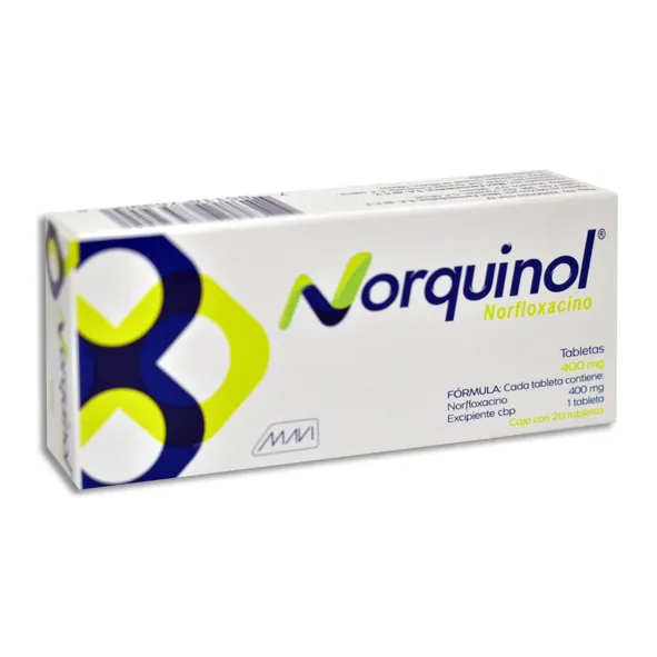 Norquinol Norfloxacino 400mg 20 tabletas