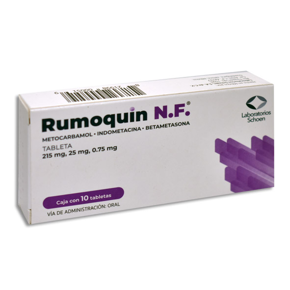 Rumoquin N.F. Betametasona/Indometacina,metocarbamol 10tabletas