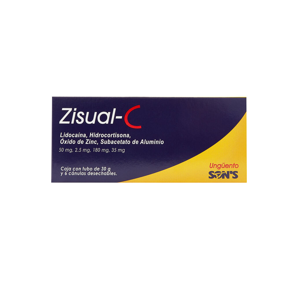 Zisual-C lidocaína, hidrocortisona, óxido de zinc y subacetato de aluminio Ungûento 30G