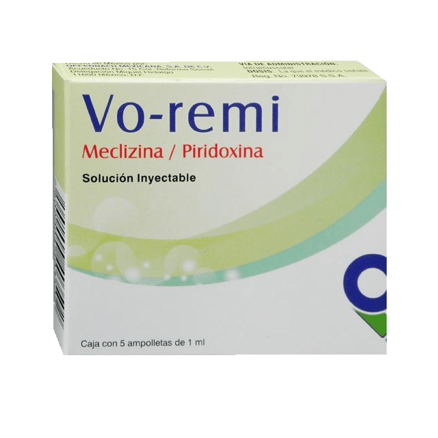 Vo-remi  meclizina/piridoxina 5 ampulas inyectables