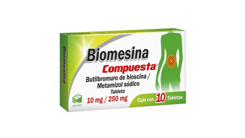 Biomesina Compuesta Butilhioscina 10 mg metamizol 250mg 10 tabletas