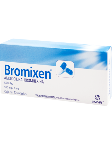 Bromixen 12capsulas 500mg Amoxicilina/8mg Bromhexina