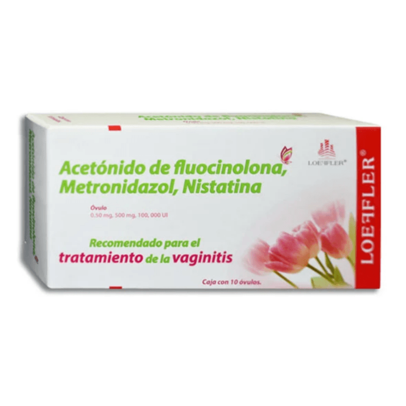  10 ovulos Acetato de fluocinolona, Metronidazol, Nistatina 