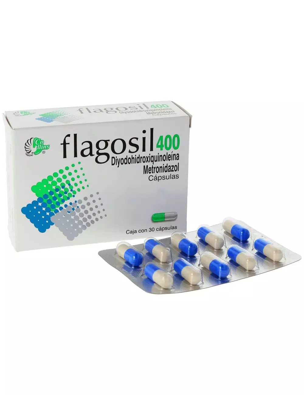 Flagosil 400 Diyodohidroxiquinoleína/Metronidazol 30 capsulas