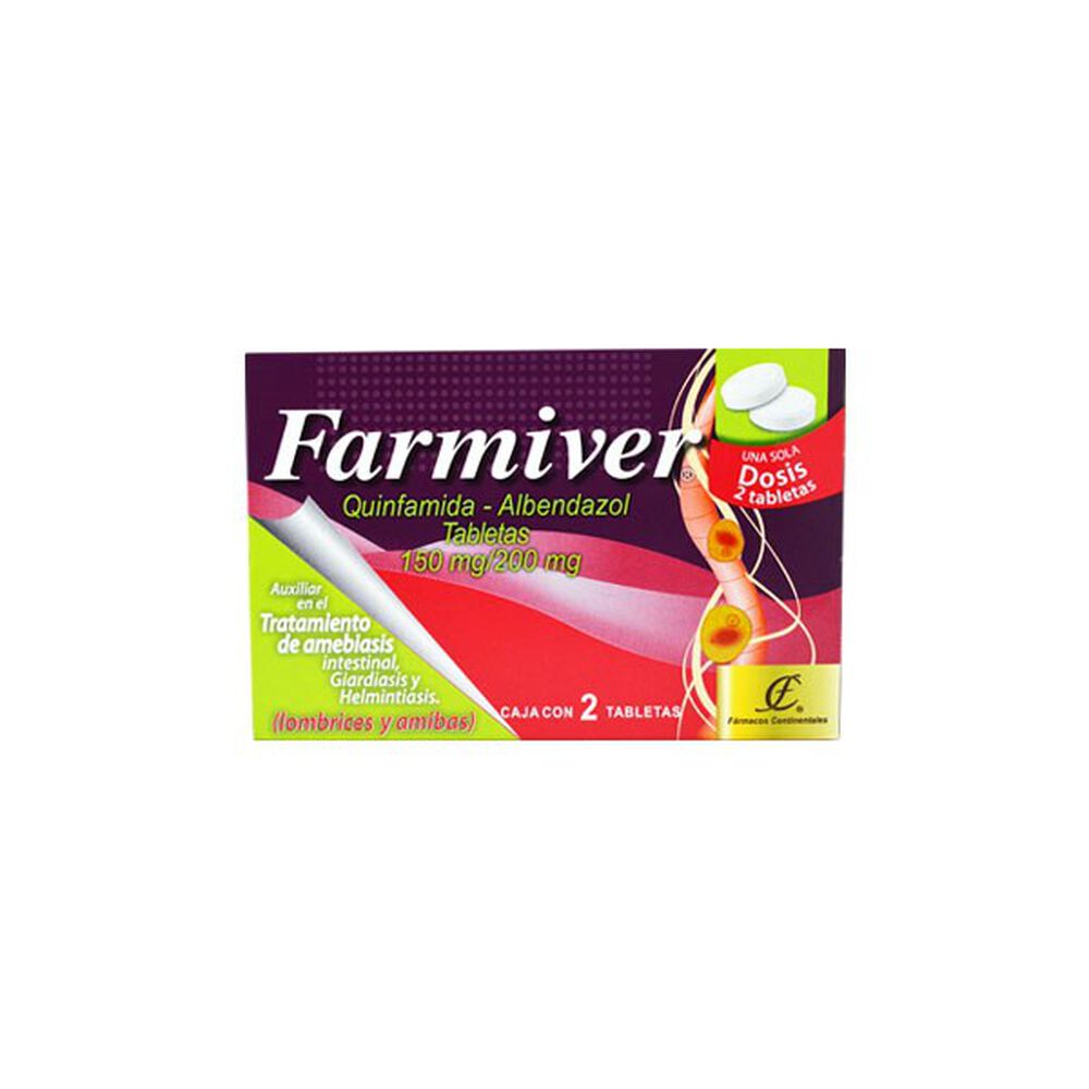 Farmiver 2 tabletas albendazol/quinfamida
