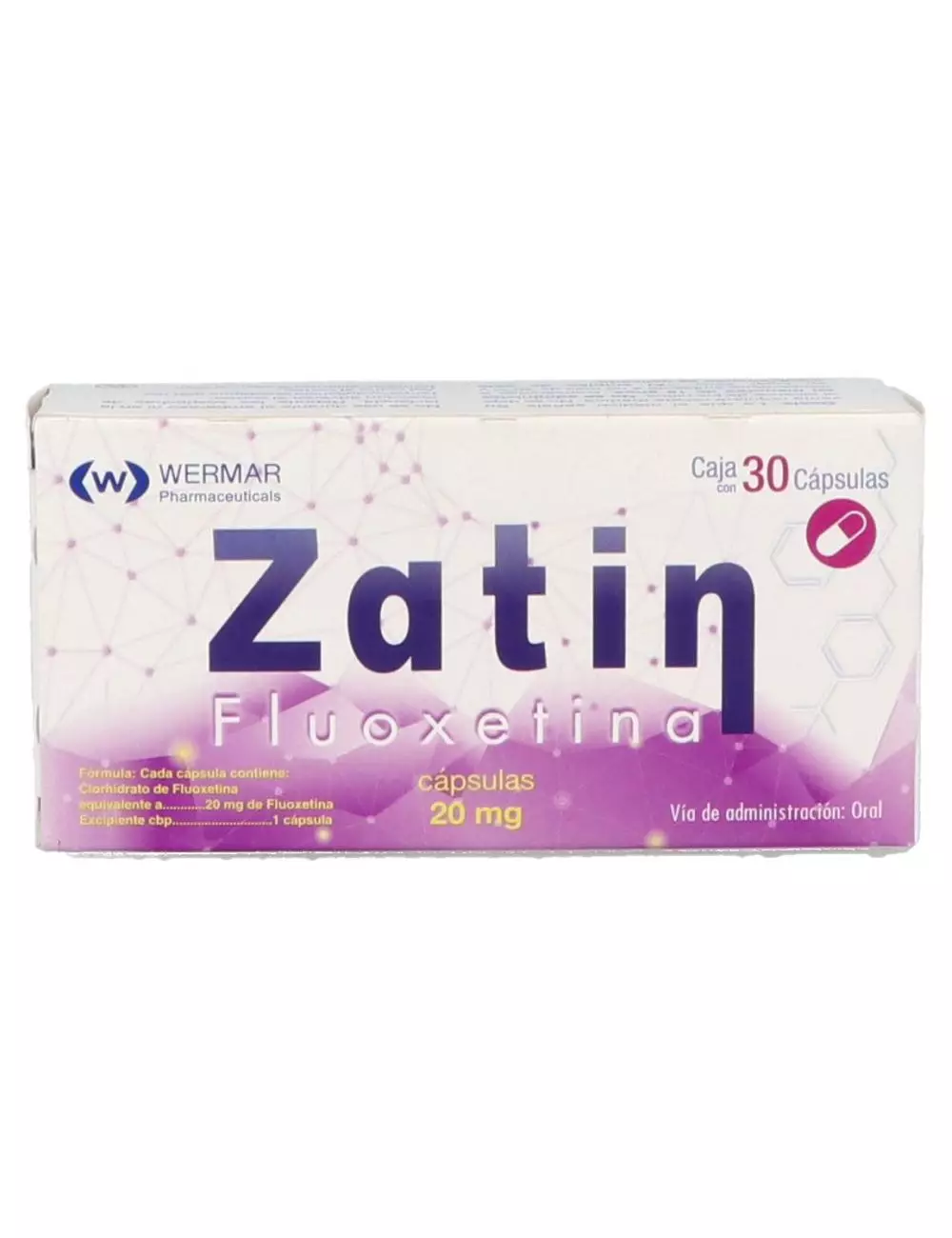 Zatin Fluoxetina 20mg 30 capsulas