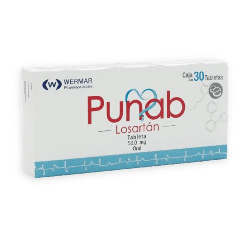 Punab 50mg Losartán 30 tabletas