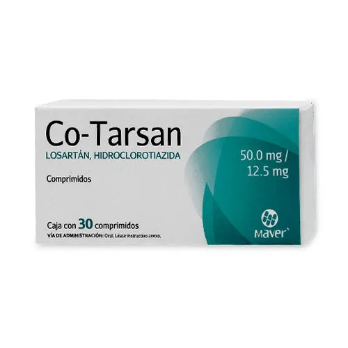 Co-Tarsan 50mg/12.5mg losartan/hidroclorotiazida 30 tabletas