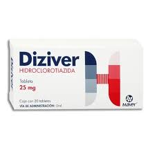 Diziver 25mg Hidroclorotiazida 20 tabletas