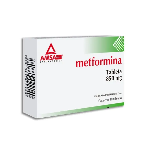 Metformina 850mg 30 tabletas AMSA
