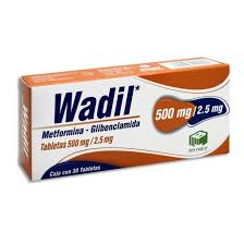 Wadil 500mg/2.5mg Metformina/Glibenclamida 30 tabletas
