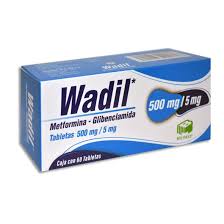 Wadil 500mg/5mg Metformina Glibenclamida 60 tabletas