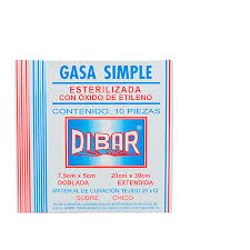 GASA ESTERIL 7.5CMX5CM (DIBAR) 10PZAS