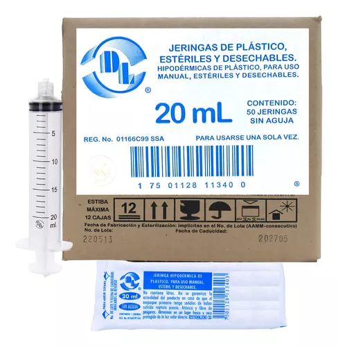 Jeringas de plástico de 20 mL