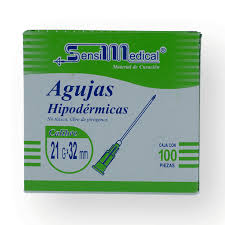 AGUJA HIPODERMICA(VERDE)21GX32MM 100PZS