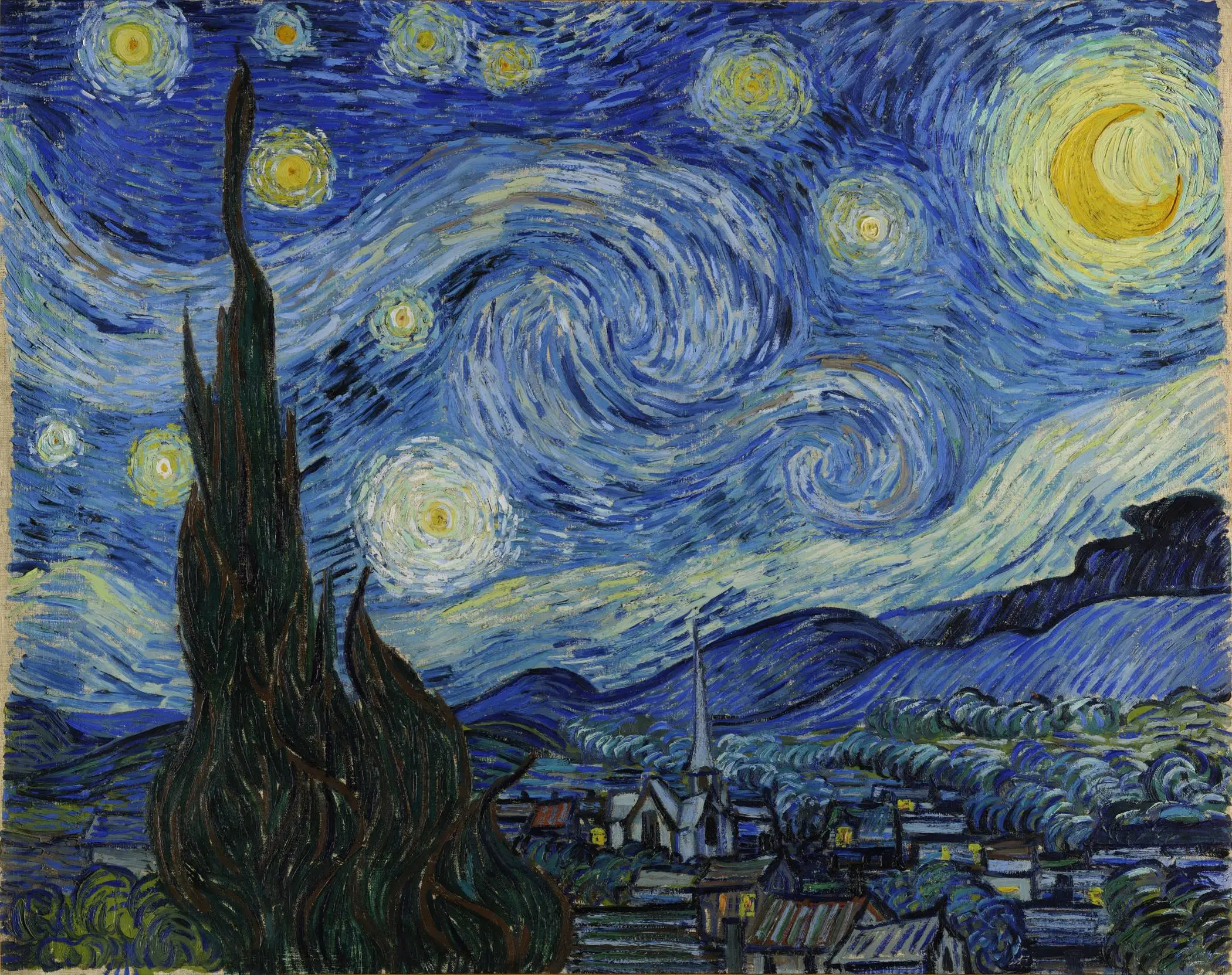 Vincent van Gogh „Žvaigždėta naktis“ („The Starry Night“) – reprodukcija ant drobės