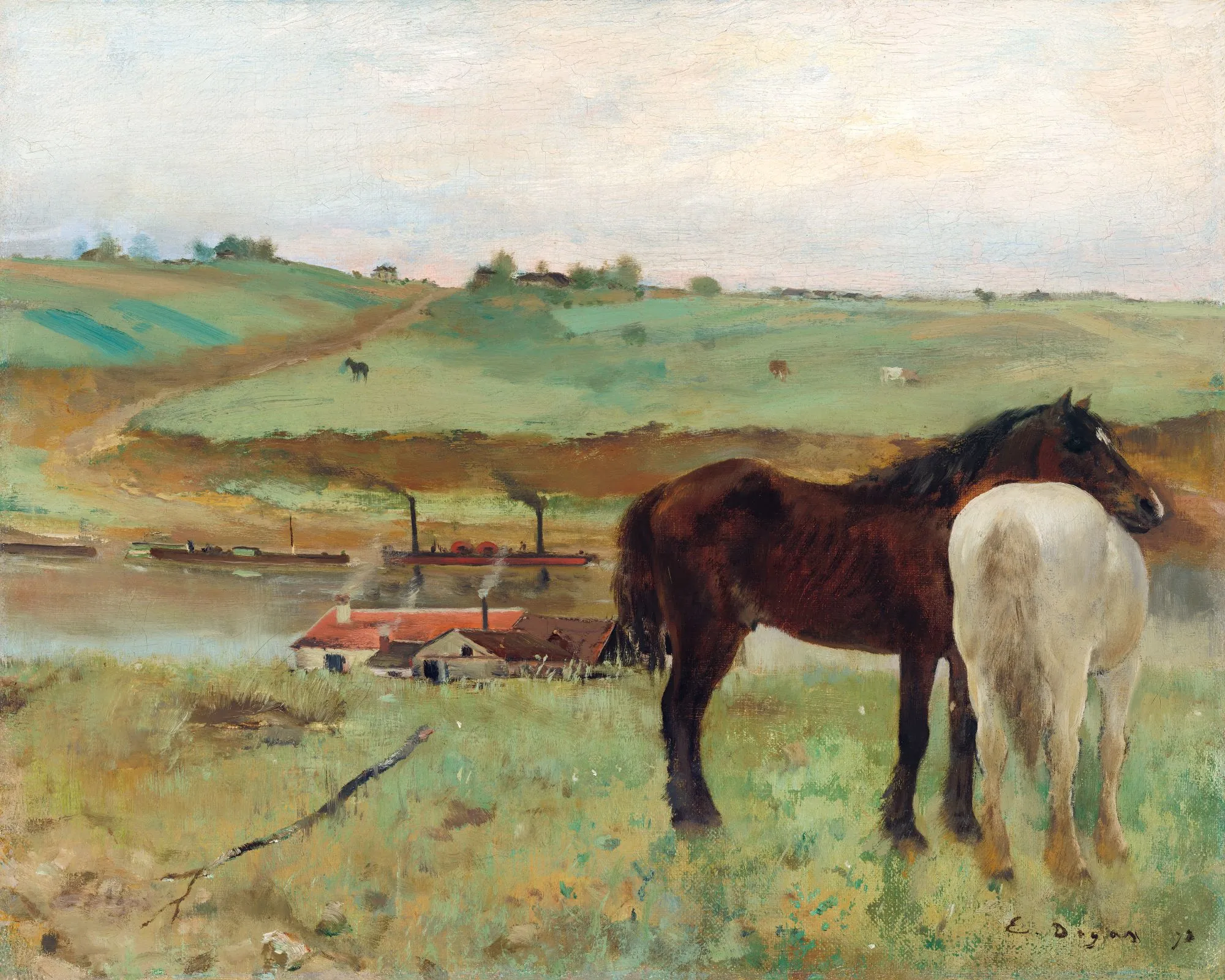 Edgar Degas „Horses in a Meadow“ – paveikslas ant drobės