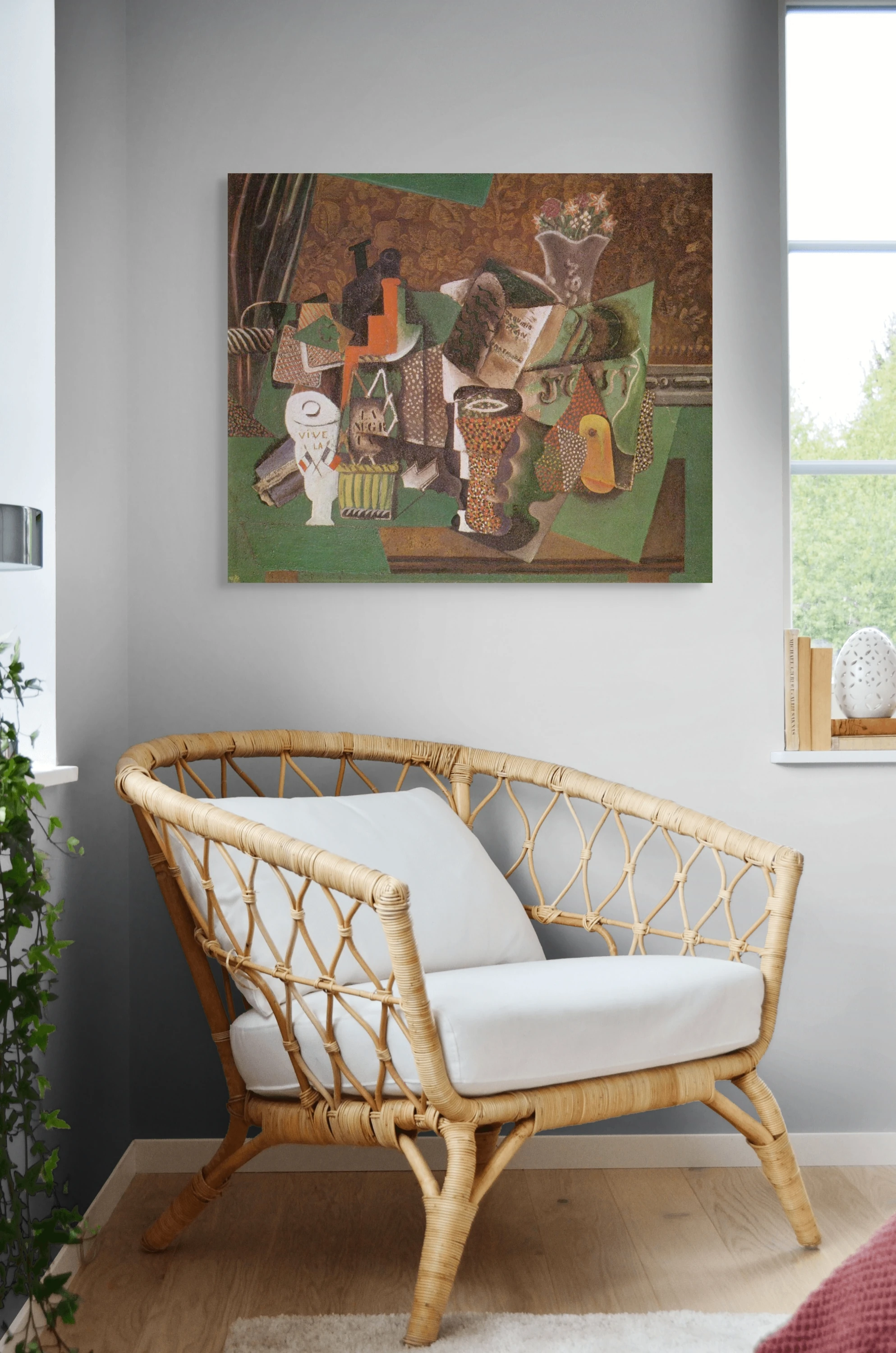 Pablo Picasso „Still Life with Cards, Glasses and a Bottle of Rum – Vive la France“ – reprodukcija ant drobės