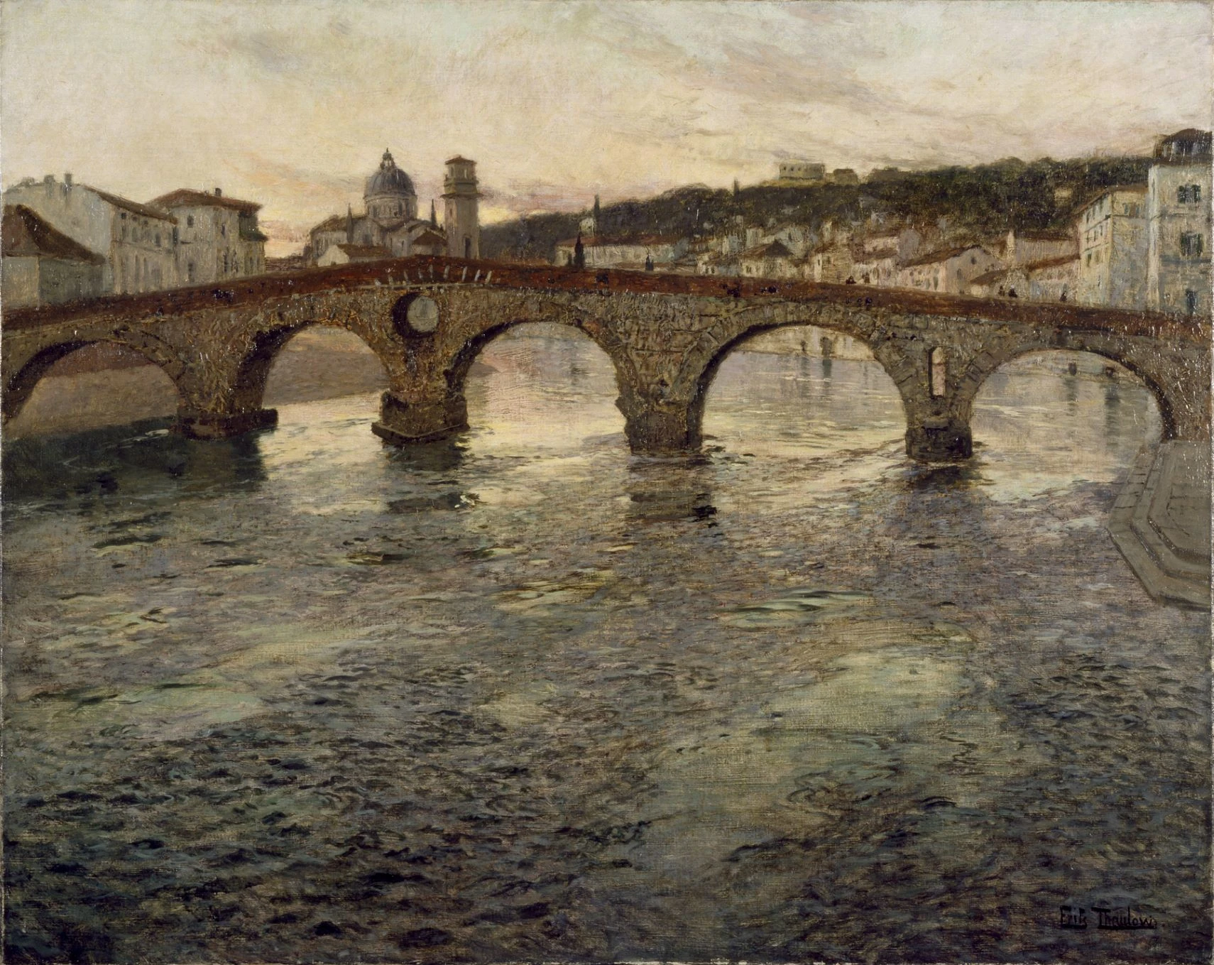 Frits Thaulow „The Adige River at Verona“ – paveikslo reprodukcija ant drobės
