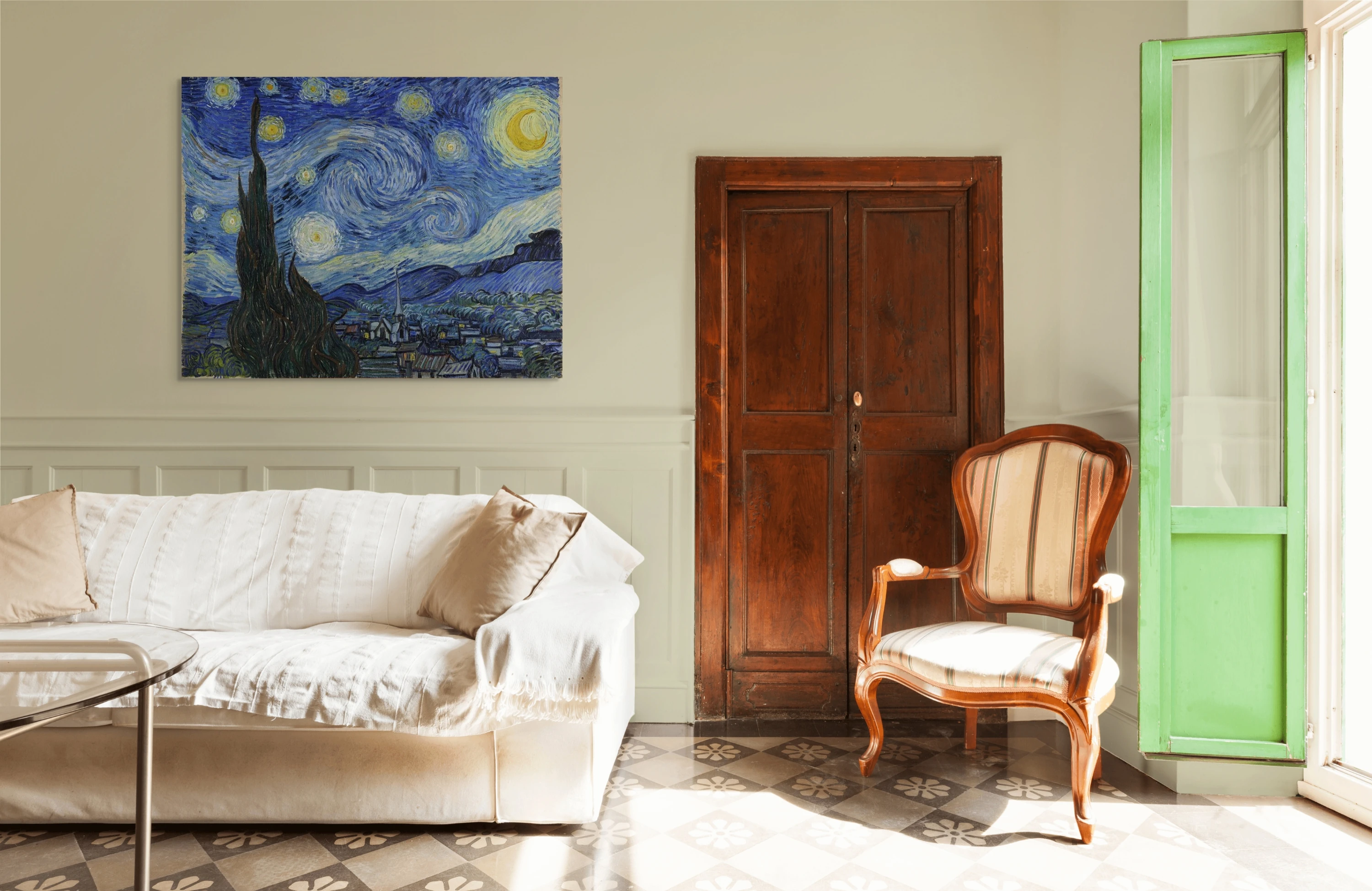 Vincent van Gogh „Žvaigždėta naktis“ („The Starry Night“) – reprodukcija ant drobės