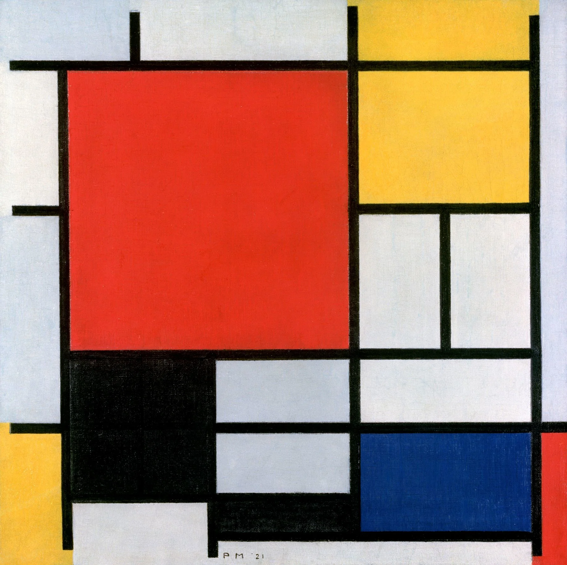 Piet Mondrian „Composition with Red, Blue and Yellow“ – paveikslas ant drobės
