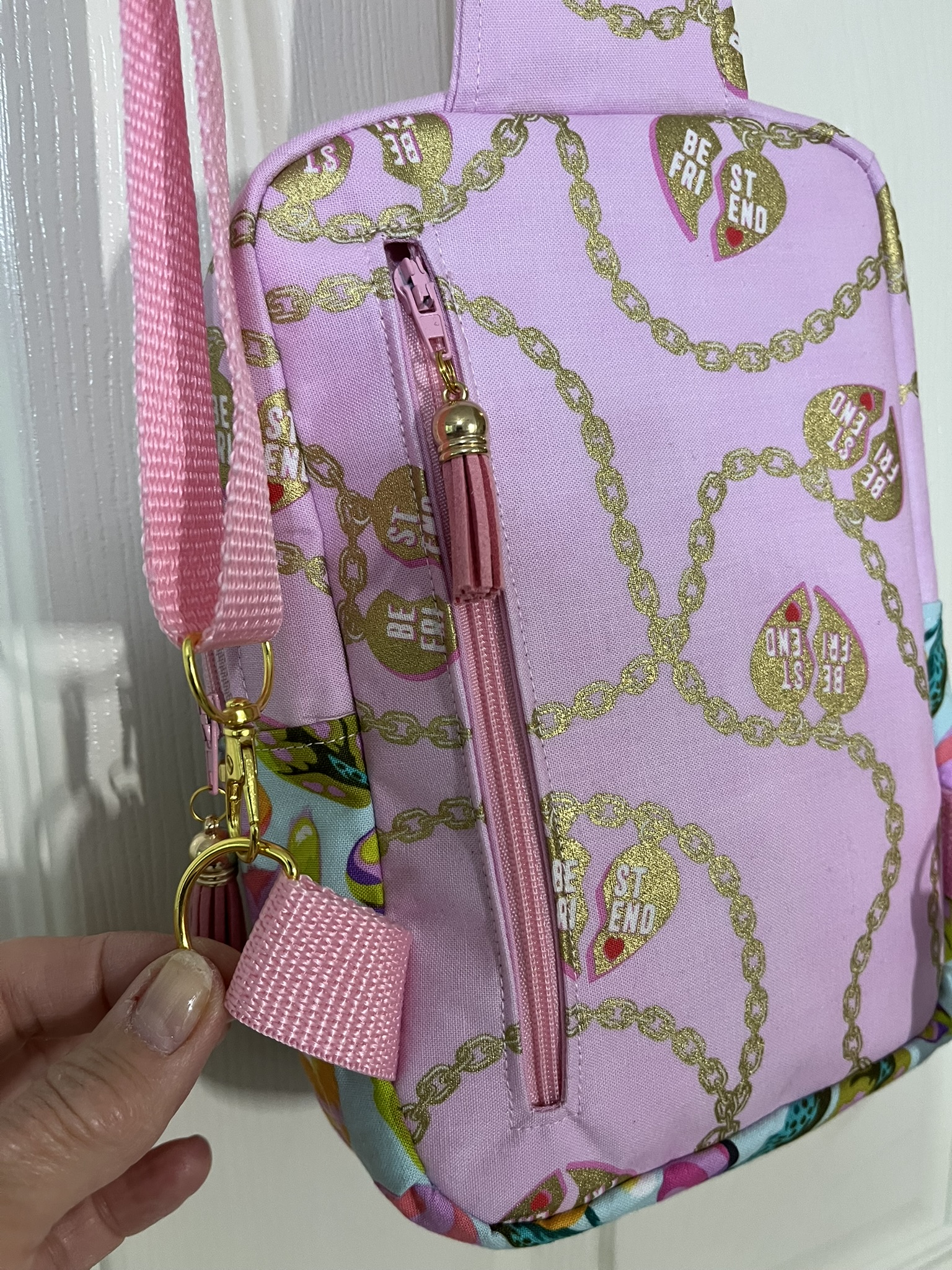 Mini Sling Bag – 'Disco Kitten' by Tula Pink 