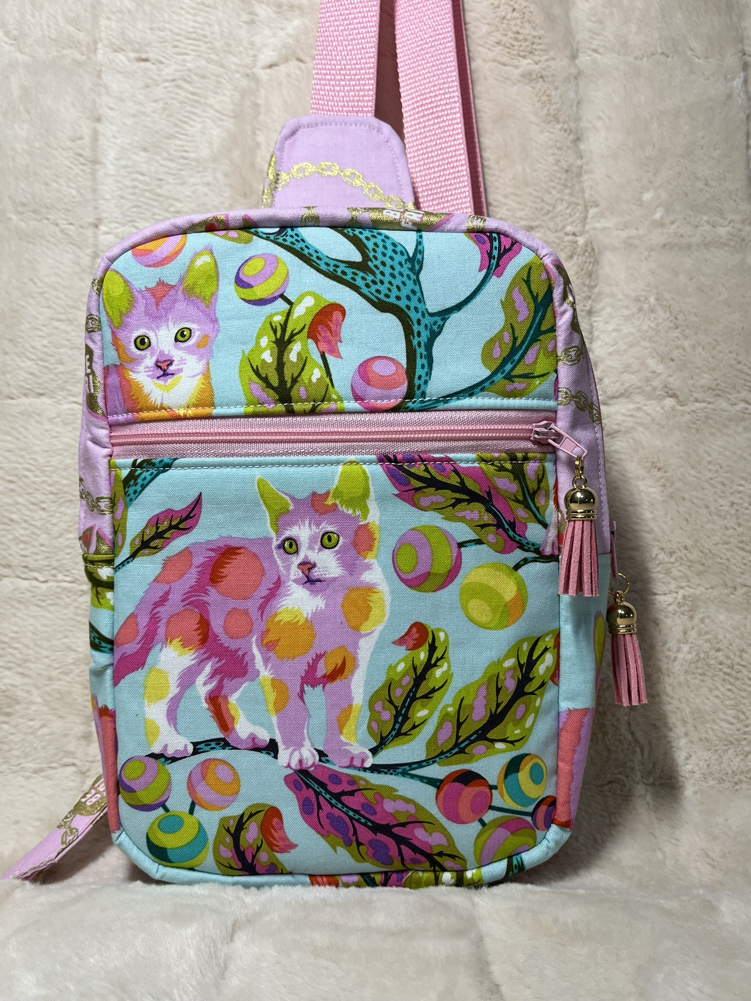 Mini Sling Bag – 'Disco Kitten' by Tula Pink 