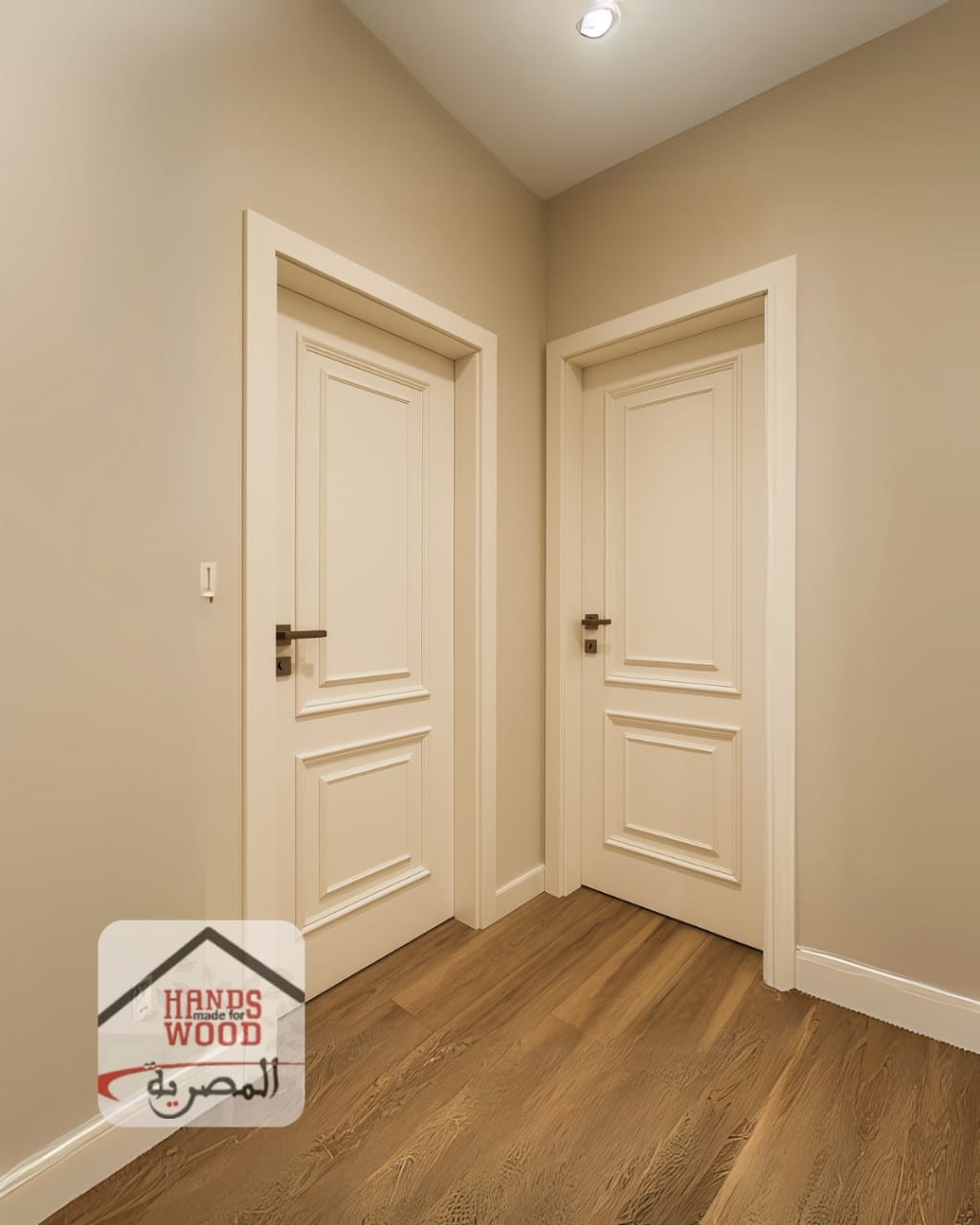 باب داخلي – النوع الثاني – دهان دوكو بحشوات لاطش / Interior Door – Type 2 – Duco Finish with Panel Design