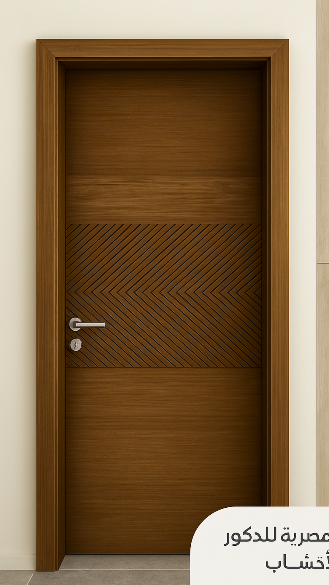 باب داخلي – النوع الثاني – قشرة أرو عرضي بحفر لاوتر / Interior Door – Type 2 – Cross Oak Veneer with Router Engraving