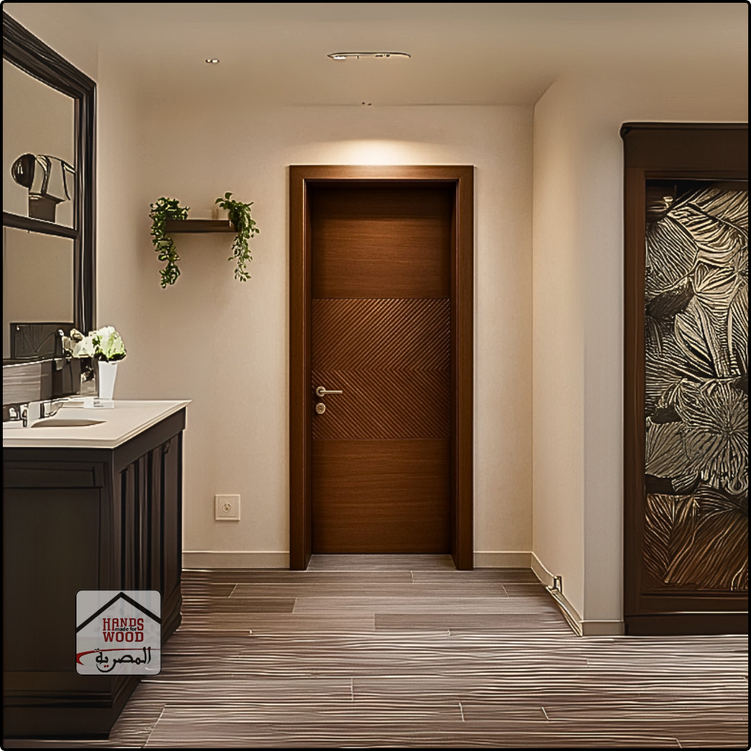 باب داخلي – النوع الثاني – قشرة أرو عرضي بحفر لاوتر / Interior Door – Type 2 – Cross Oak Veneer with Router Engraving