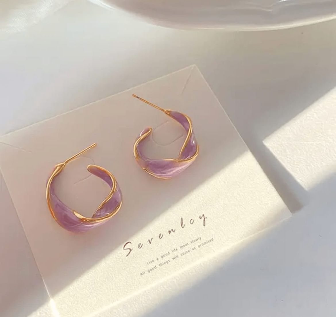 Twilight Wave Enamel Hoop Earrings