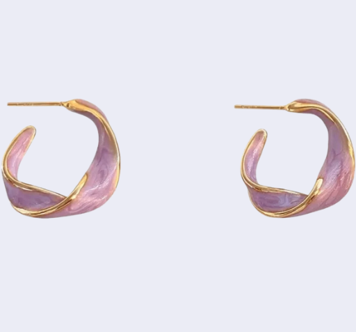 Twilight Wave Enamel Hoop Earrings