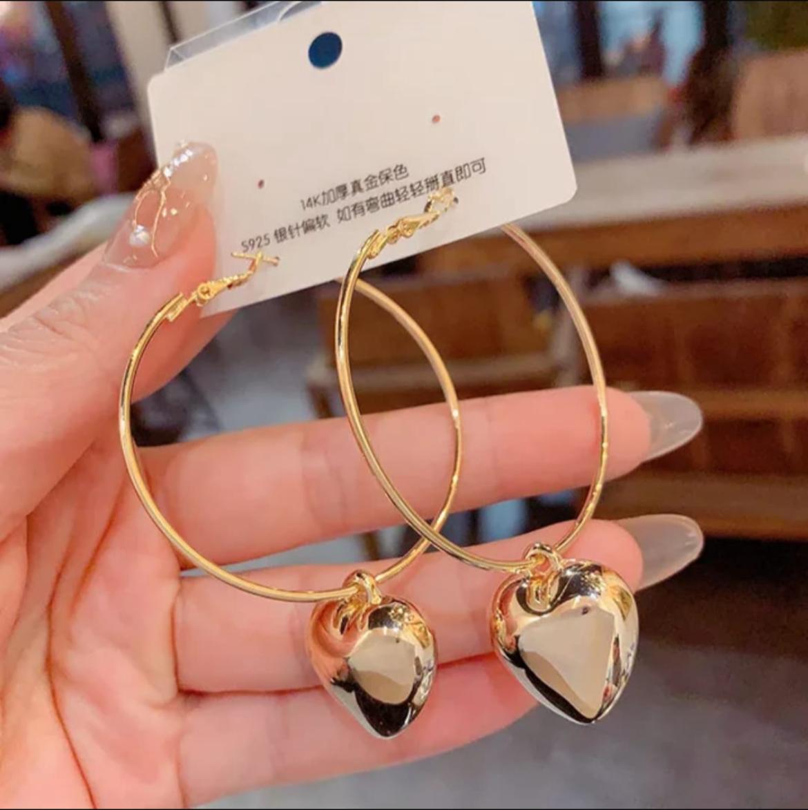 Golden Heartbeat Hoop Earrings