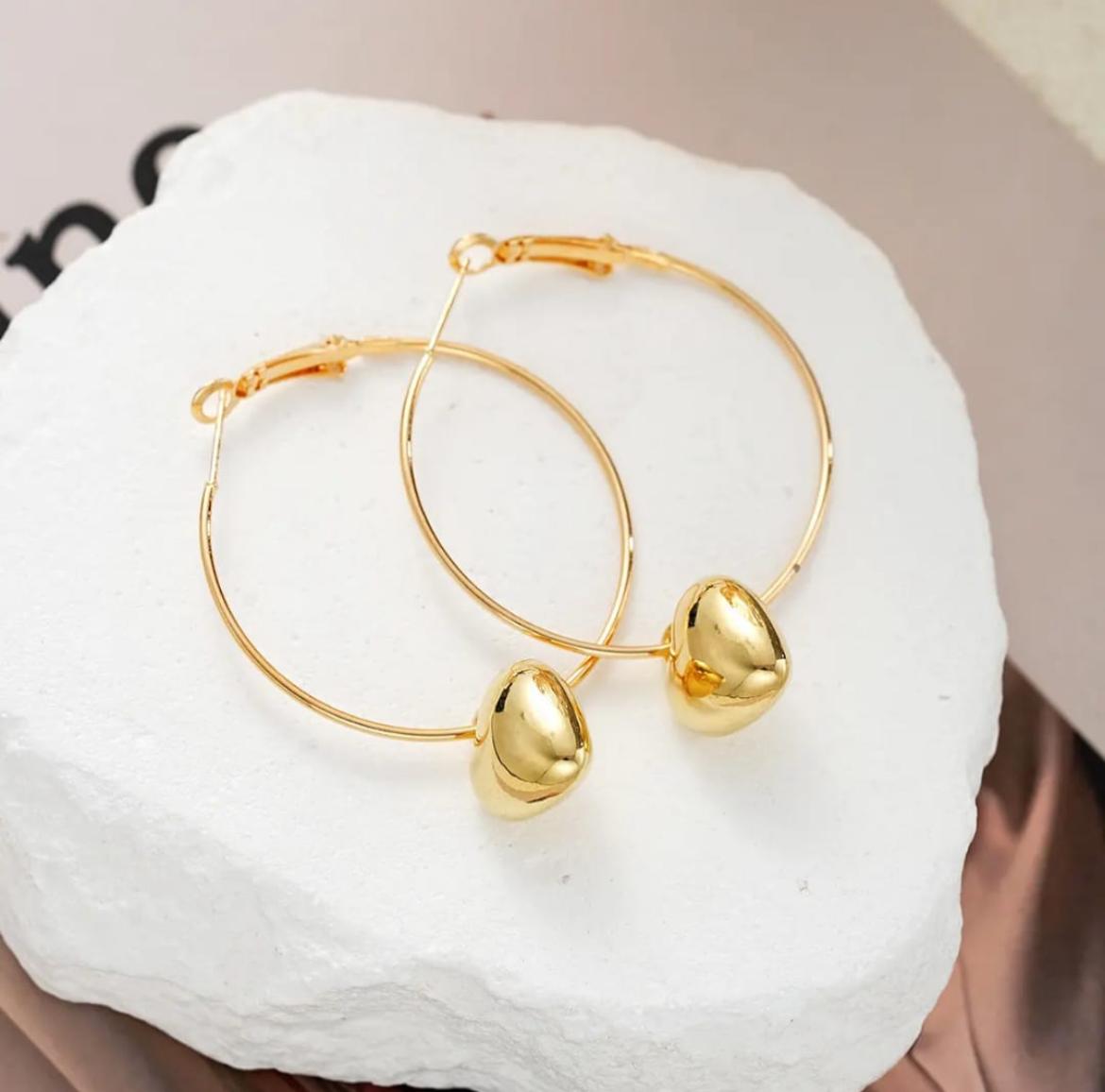 Golden Heartbeat Hoop Earrings