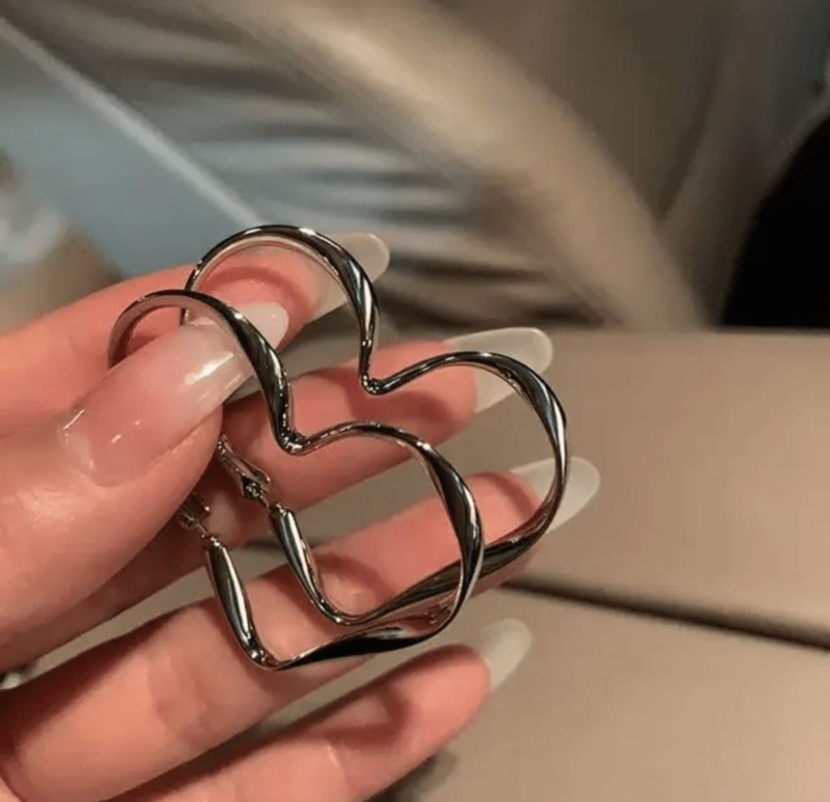 Chunky Metallic Heart Hoop Earrings