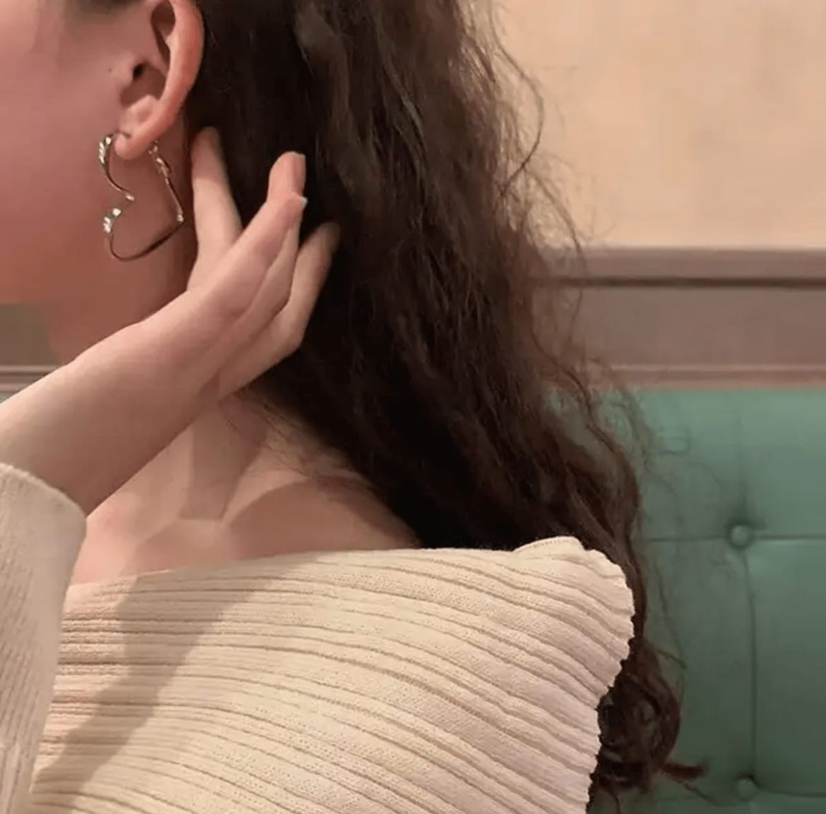 Chunky Metallic Heart Hoop Earrings