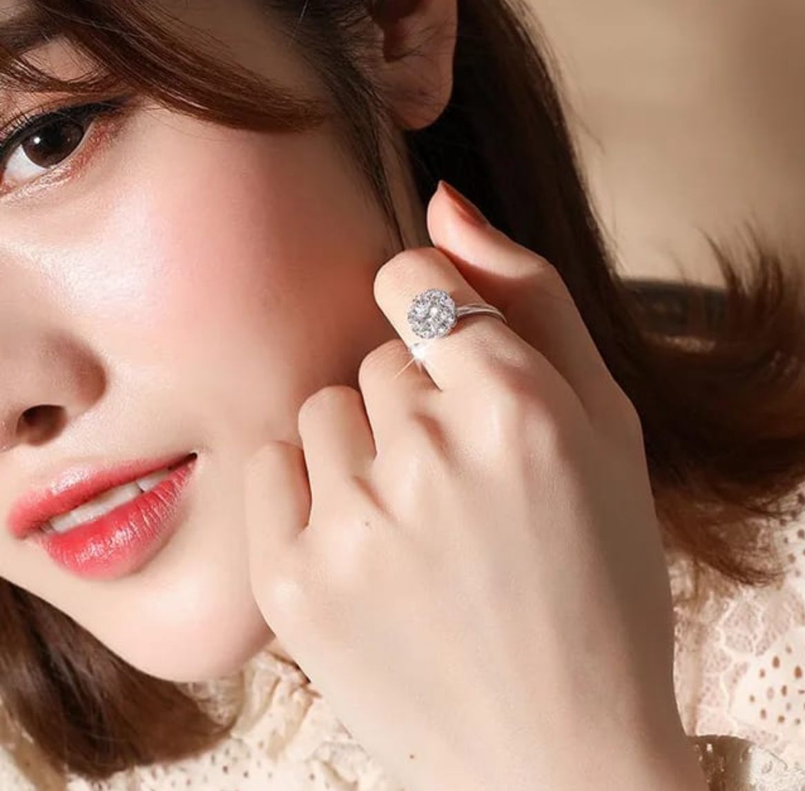 Radiant Bloom Adjustable Crystal Ring