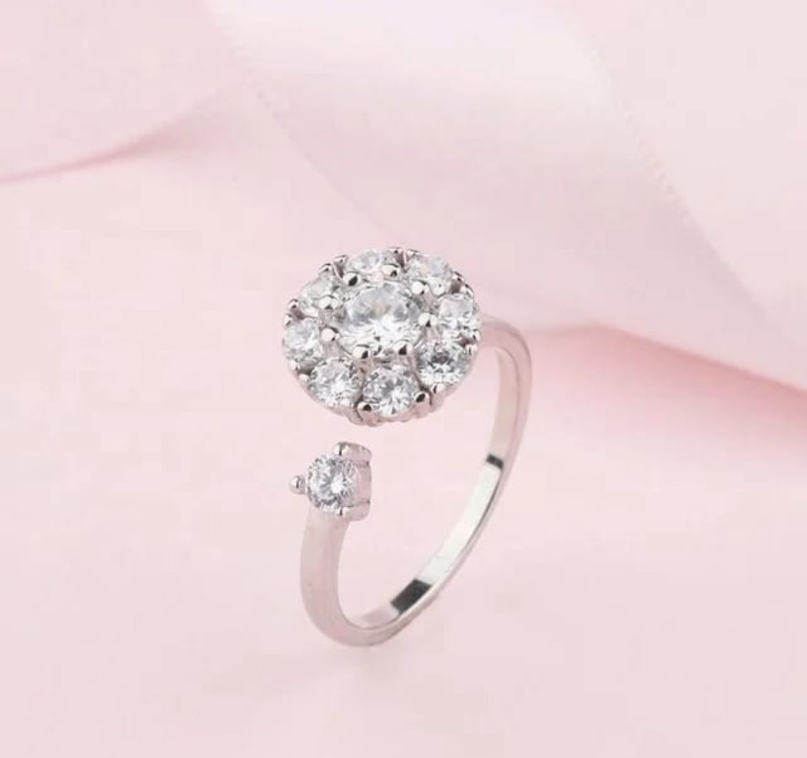 Radiant Bloom Adjustable Crystal Ring