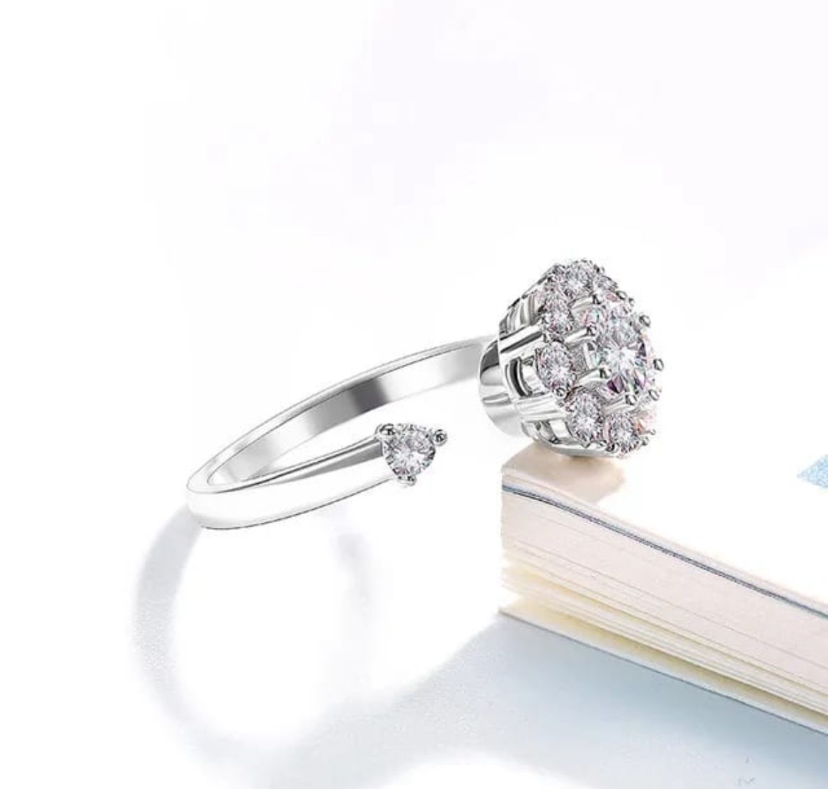 Radiant Bloom Adjustable Crystal Ring