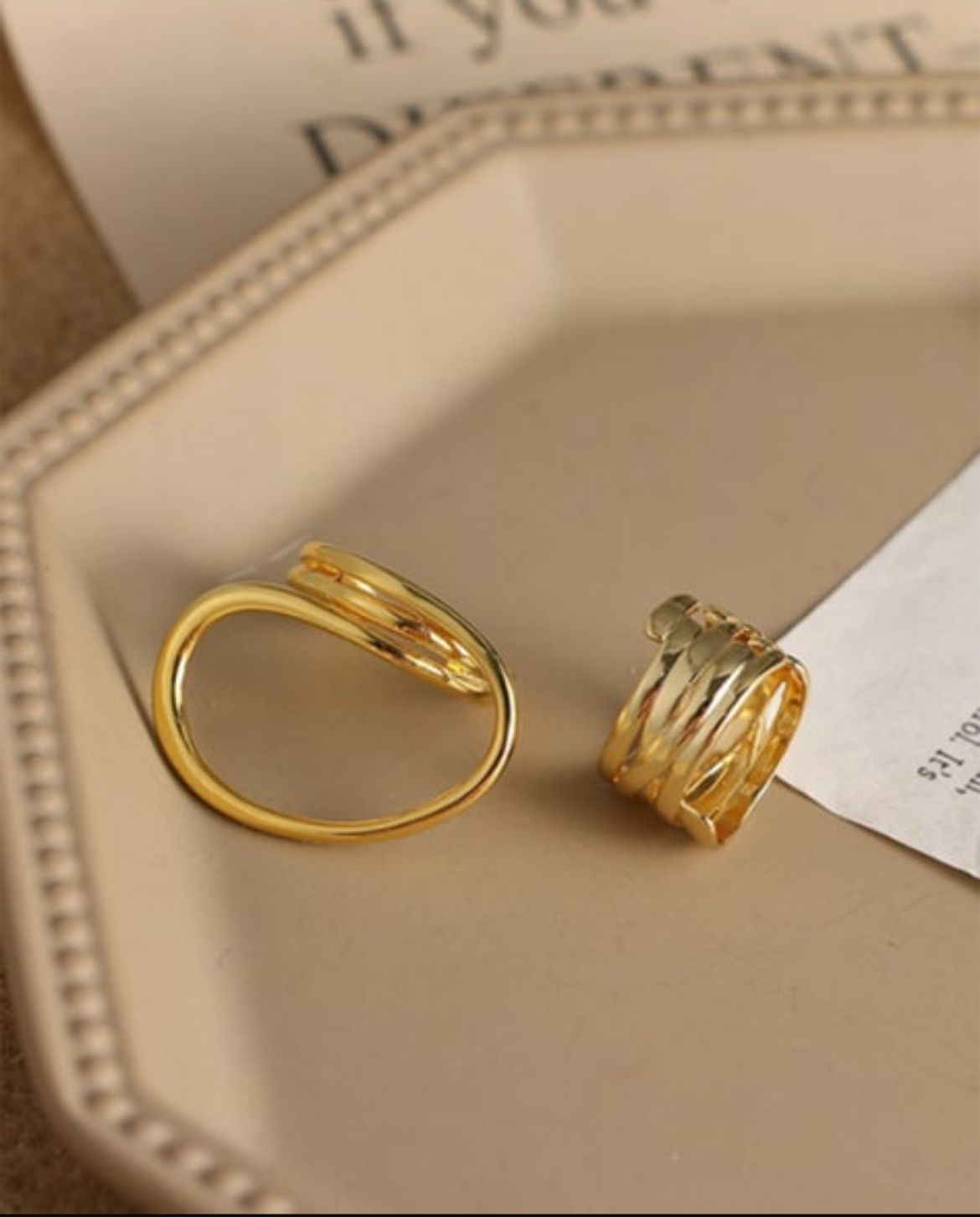 Bold Wave & Spiral Gold Ring Set – Modern Statement Jewelry