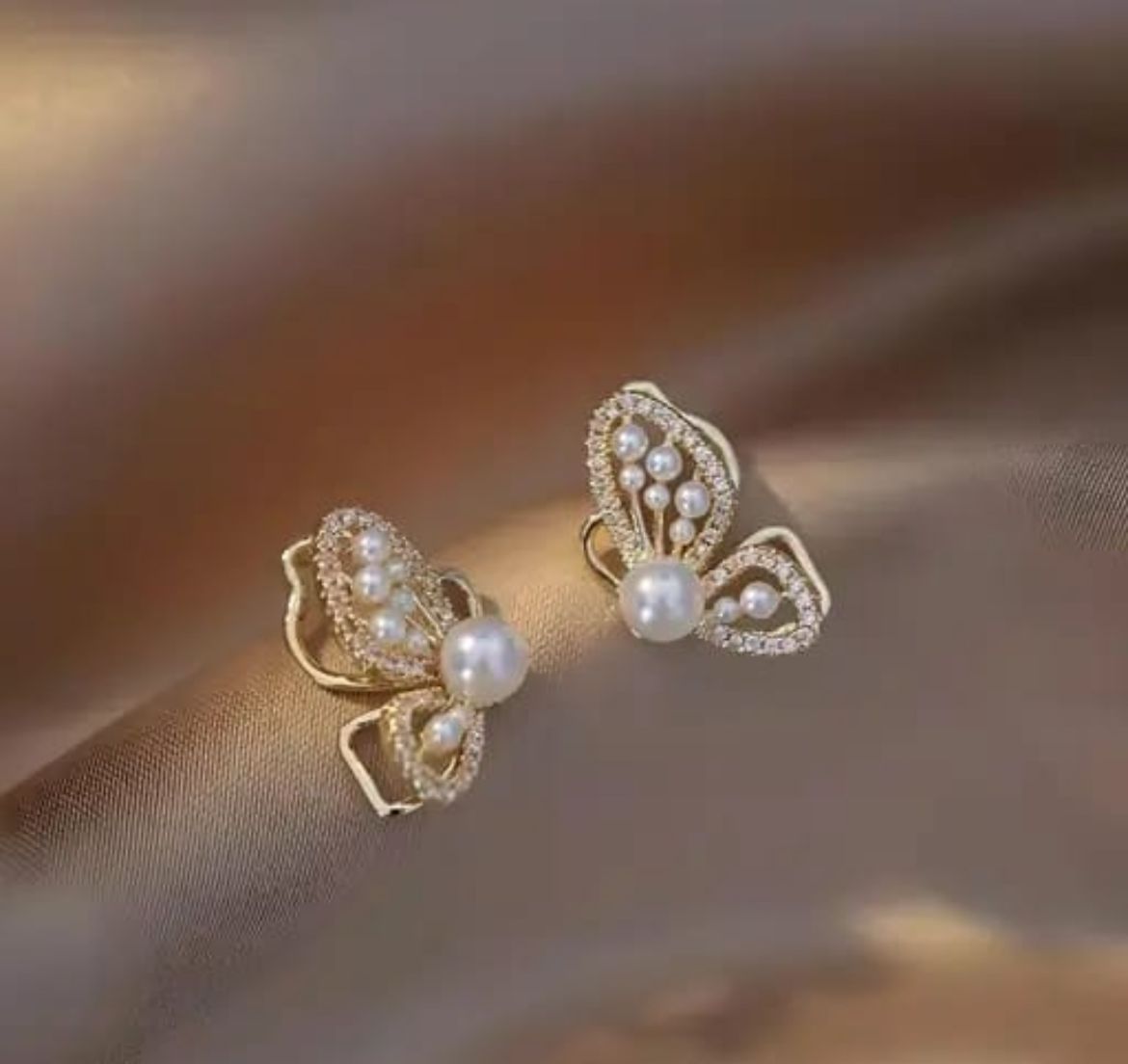 Butterfly Pearl Stud Earrings