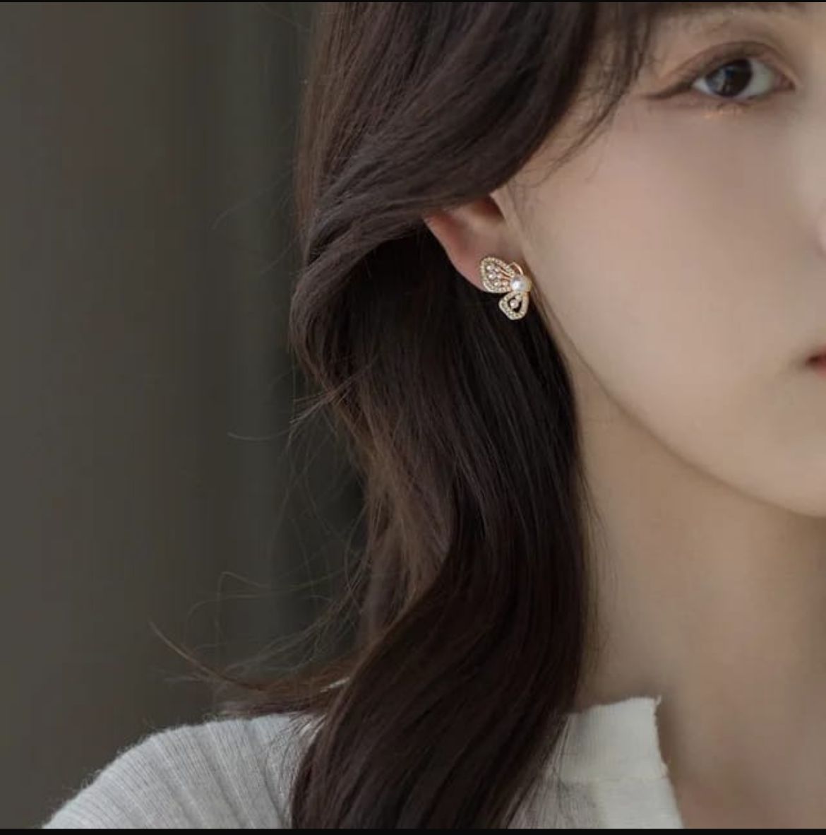 Butterfly Pearl Stud Earrings