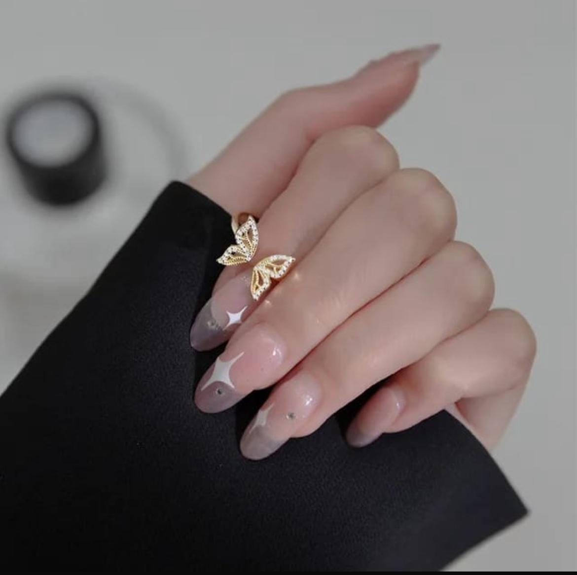 Golden Butterfly Leaf Open Ring