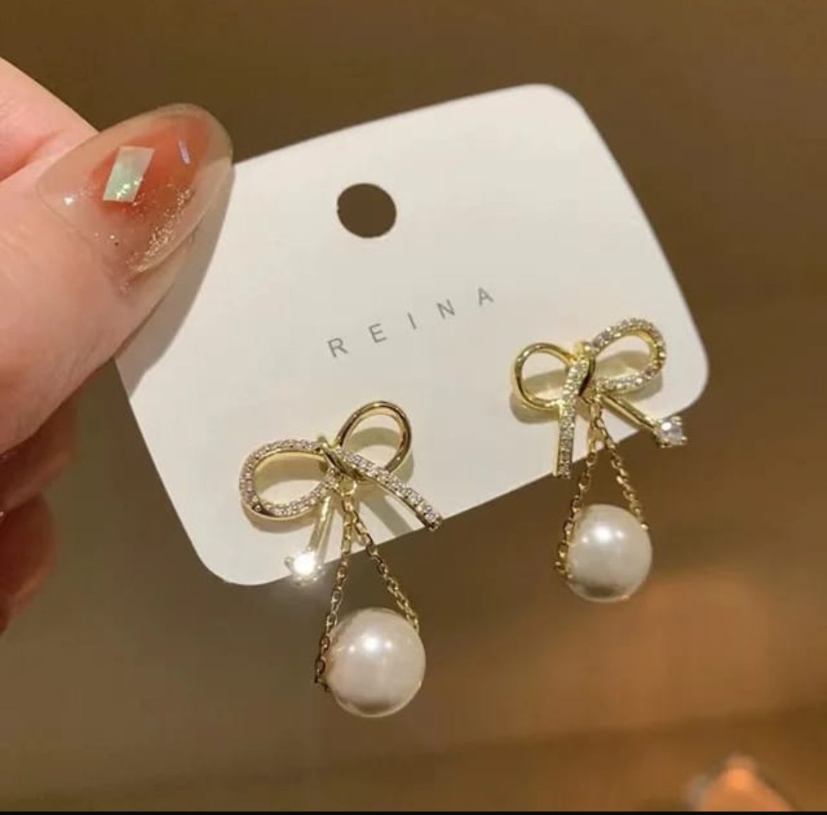 Elegant Bow & Pearl Dangle Earrings