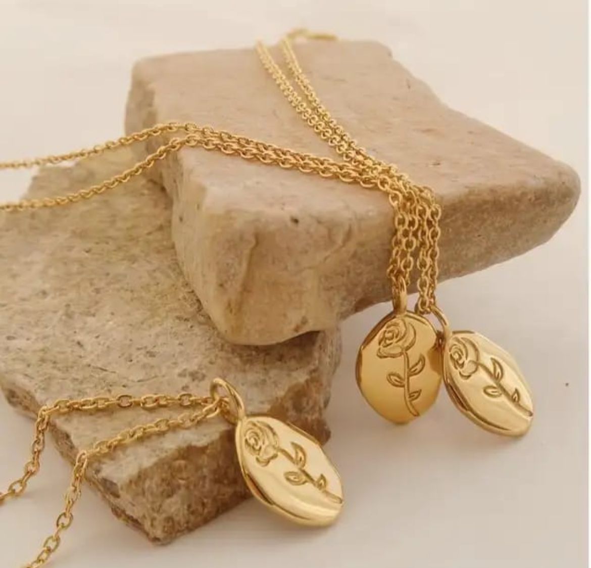 Golden Rose Medallion Pendant Necklace