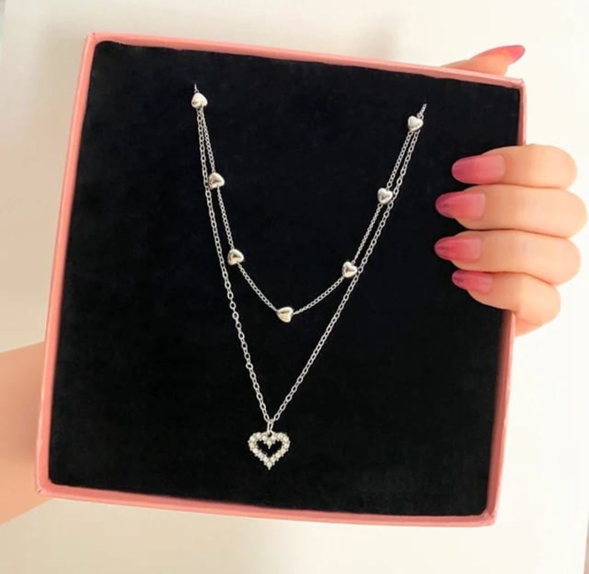 Elegant Gold Heart Charm Rhinestone Pendant