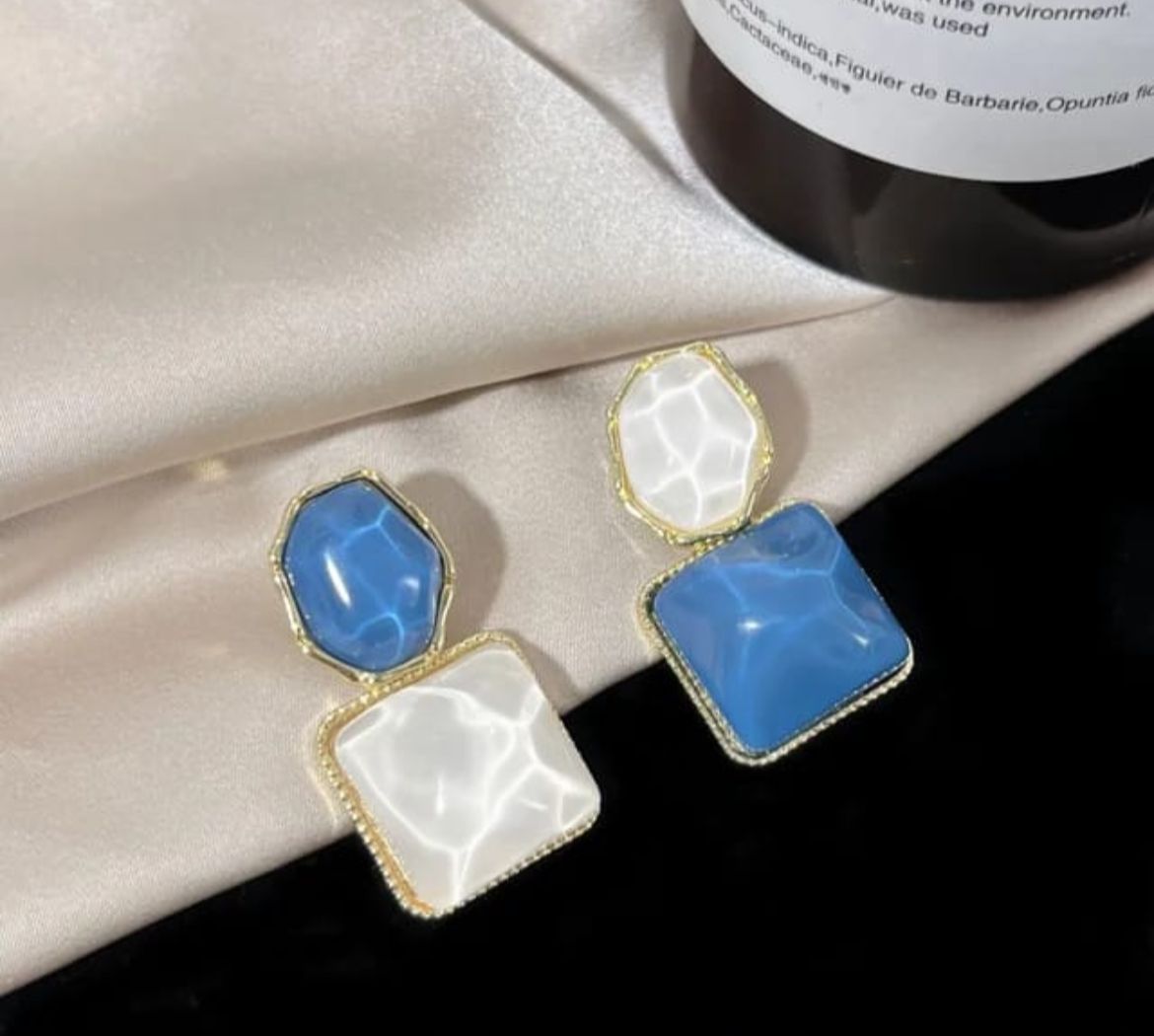 Ocean Mist Dual-Tone Resin Drop Earrings