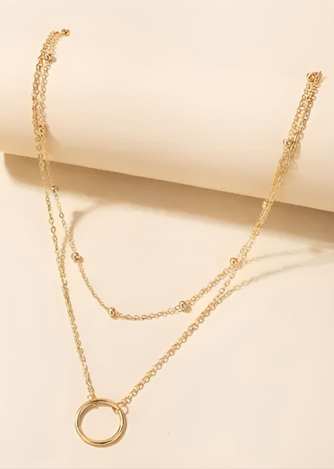 Minimalist Double-Layer Circle Pendant Necklace