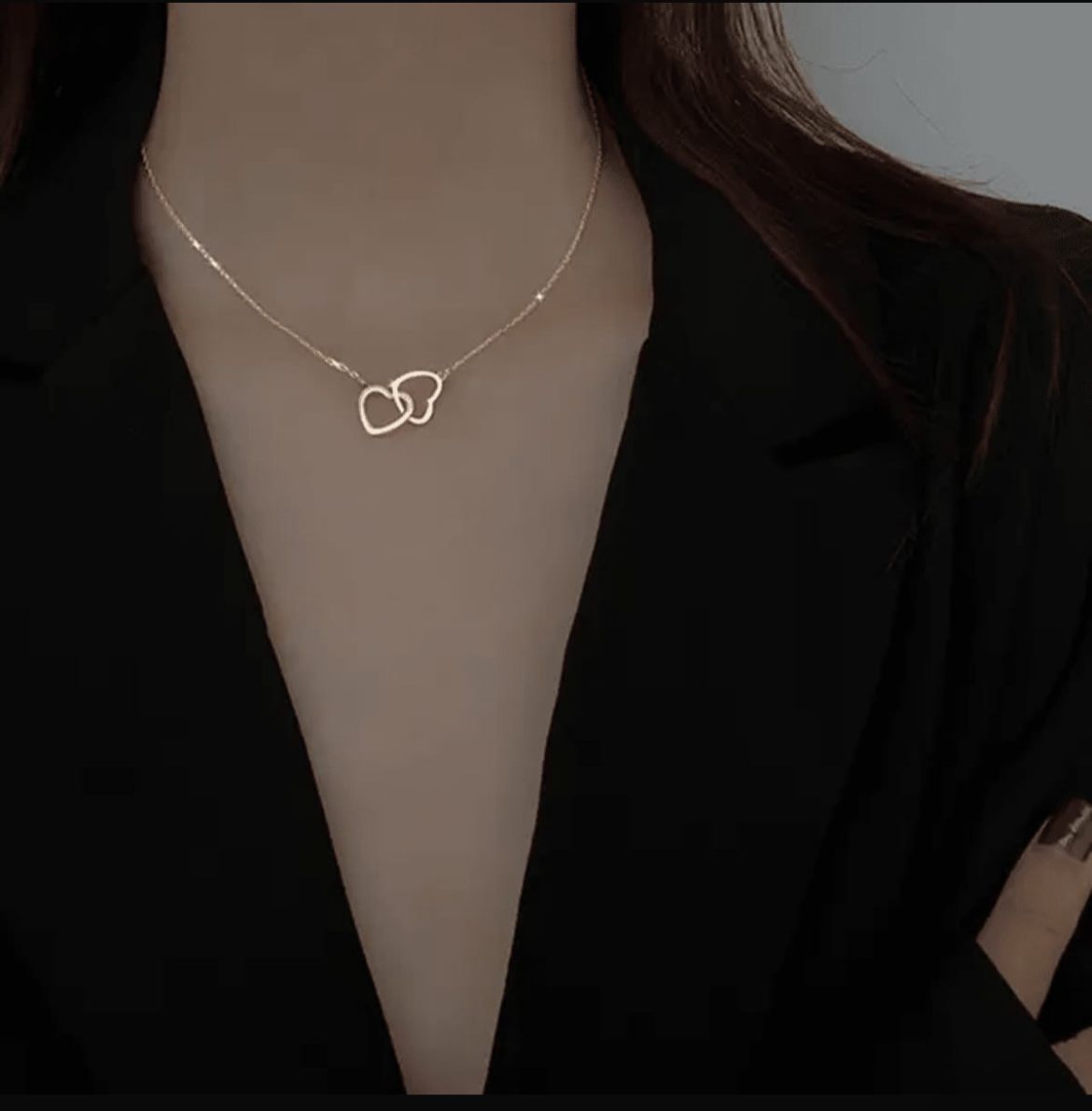 Twin Hearts Interlocking Necklace